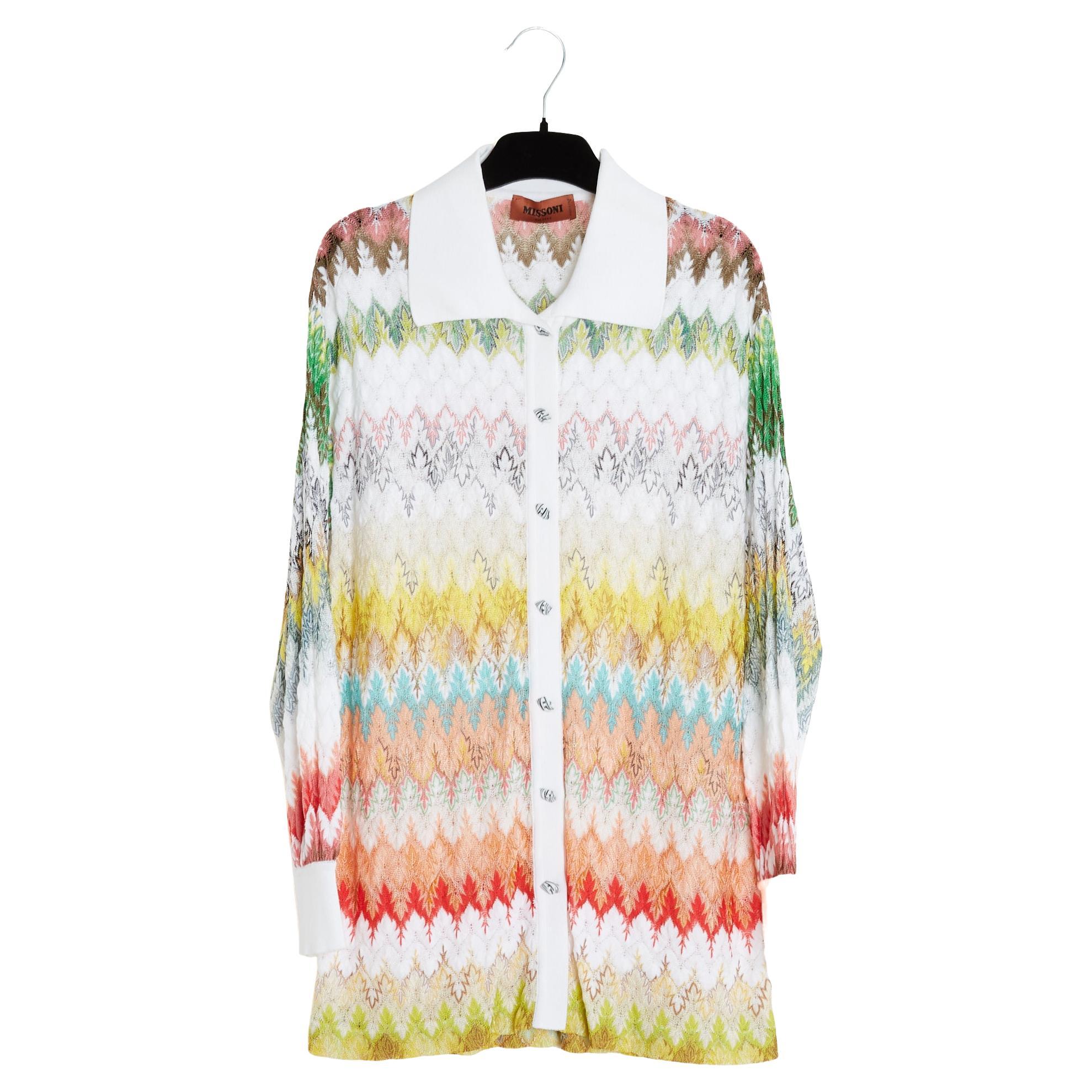 Missoni 2019 Top Chemise Viscose FR38 Zigzag Intarsia Knit Shirt Blouse UK10 US8