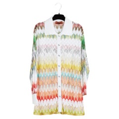 Missoni 2019 Top Chemise Viscose FR38 Zigzag Intarsia Knit Shirt Blouse UK10 US8