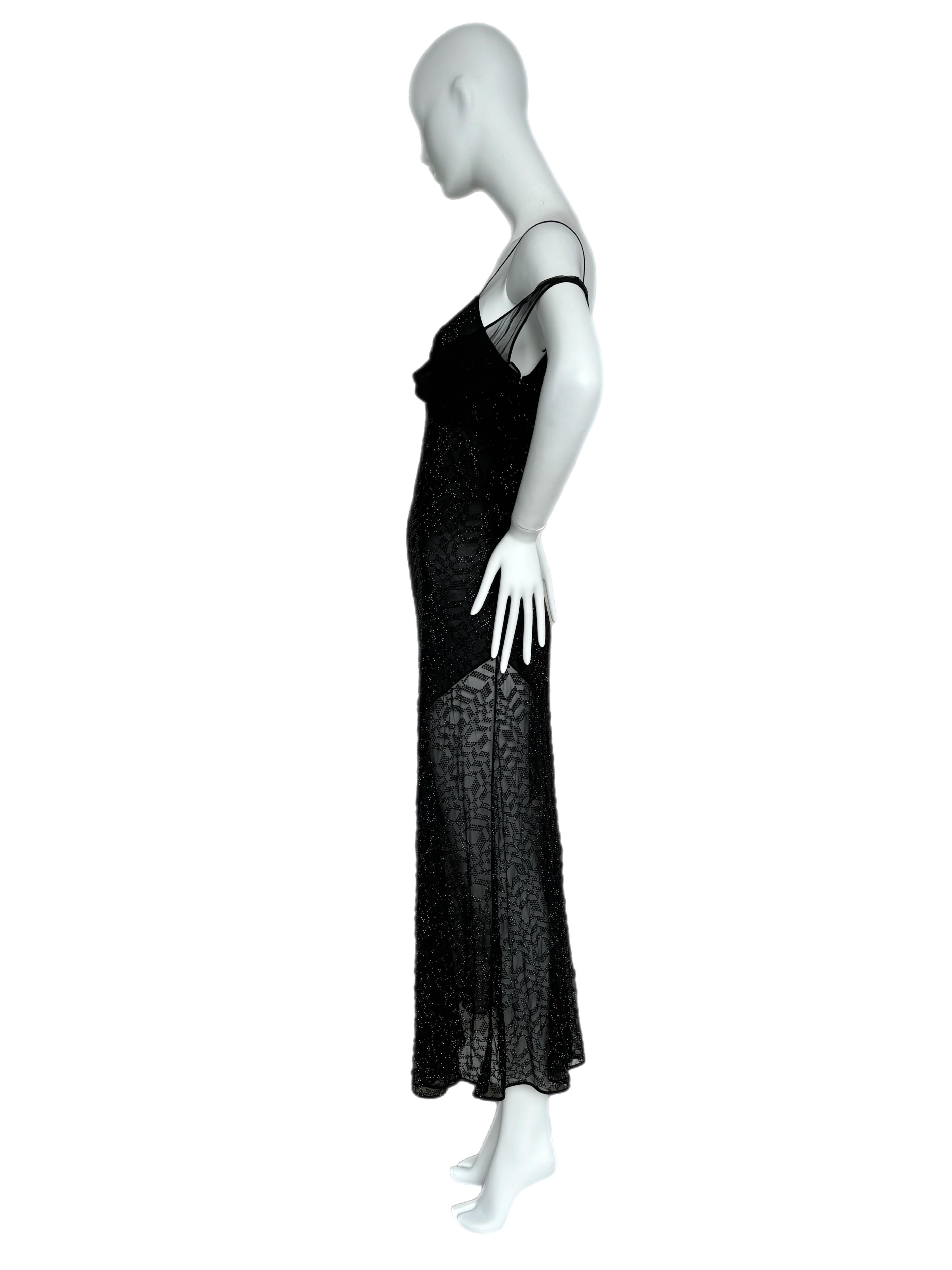Women's MISSONI 2023 Runway Black Silk Beaded Maxi Dress Gown