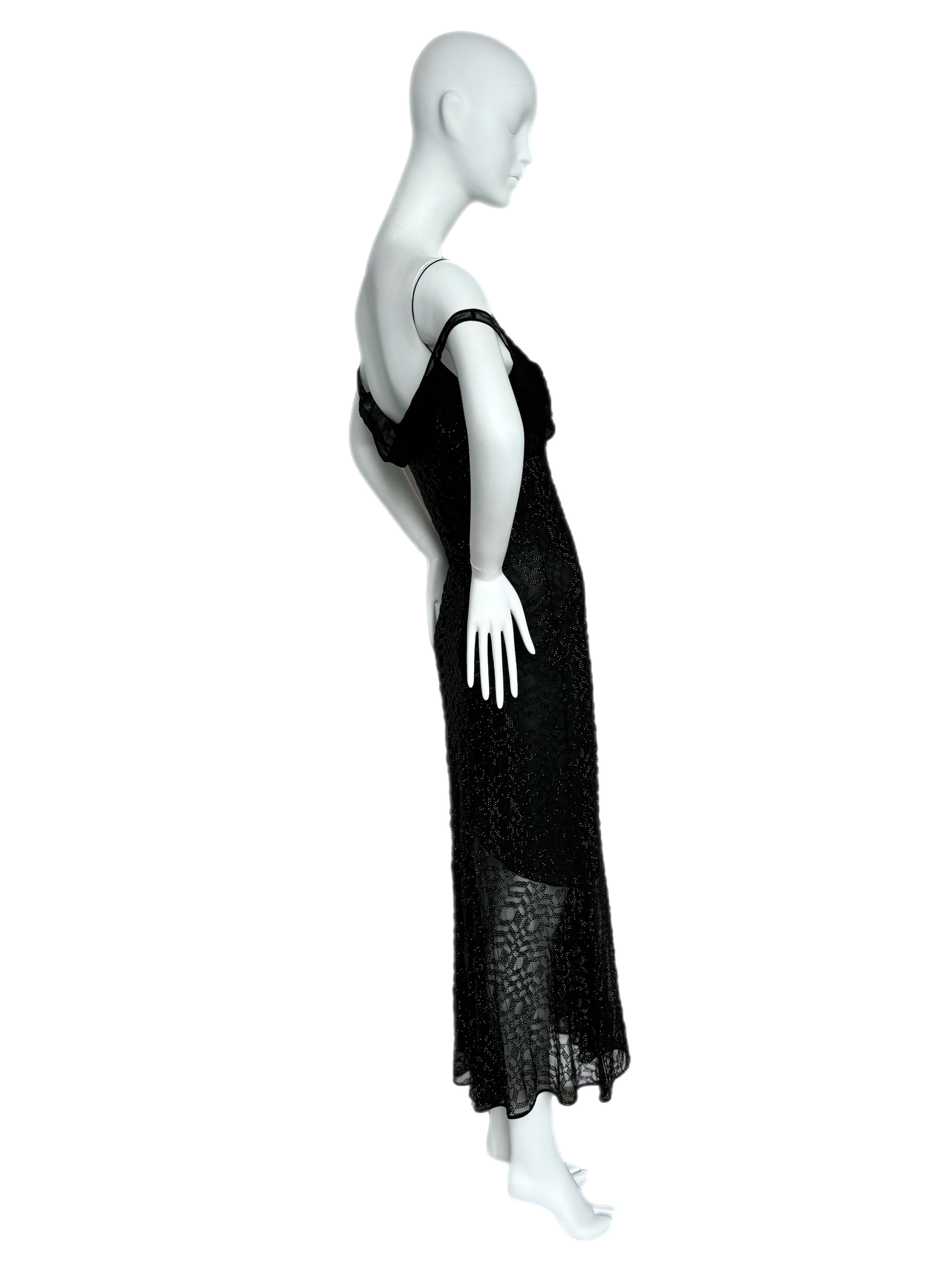 MISSONI 2023 Runway Black Silk Beaded Maxi Dress Gown 1