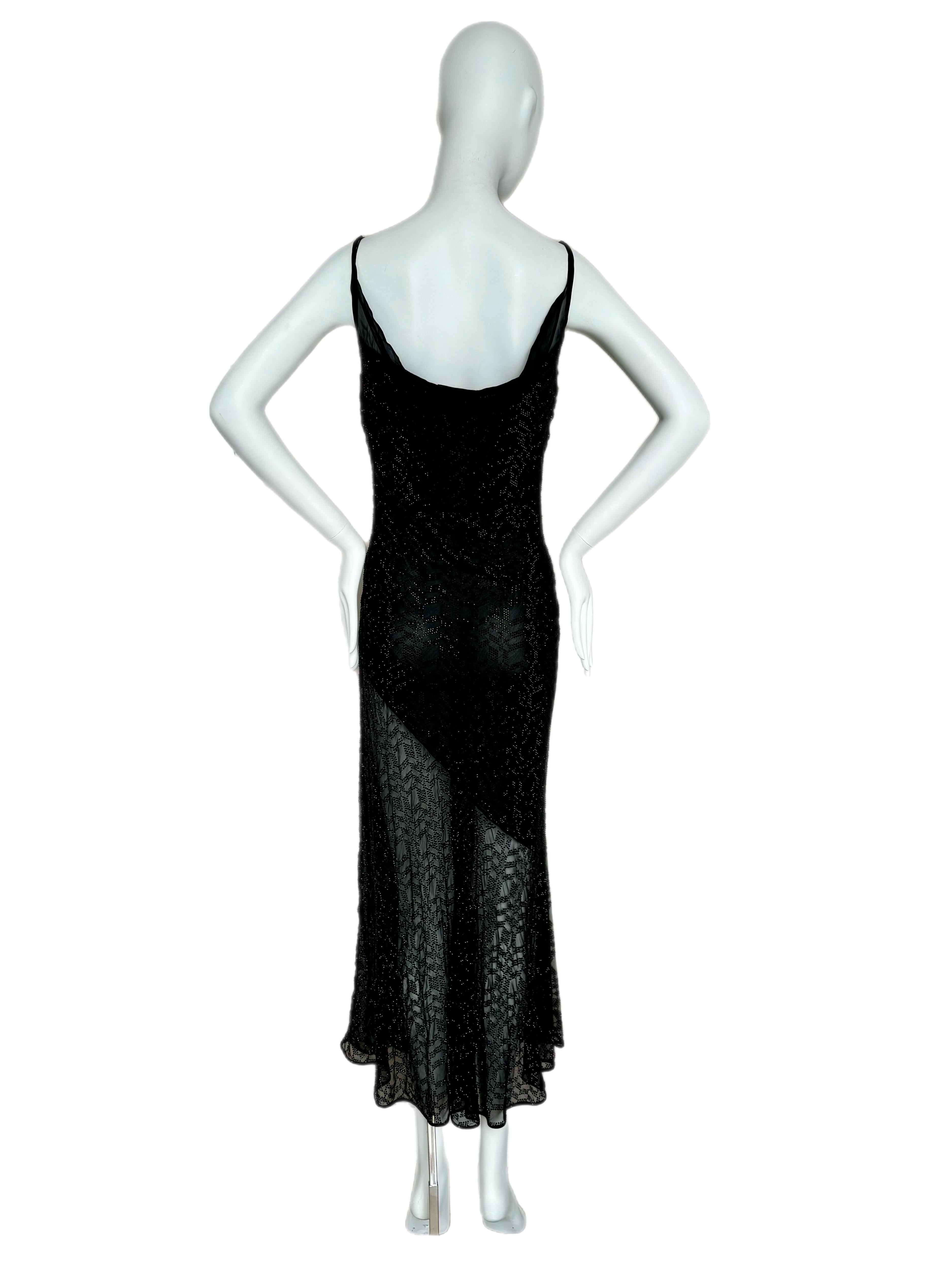 MISSONI 2023 Runway Black Silk Beaded Maxi Dress Gown 2