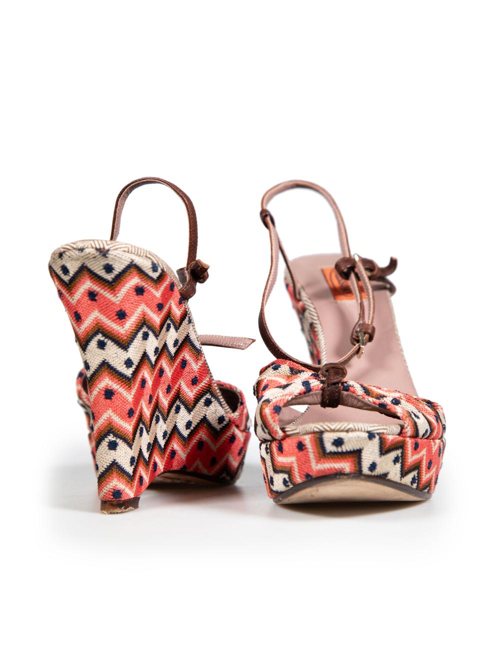 Beige Missoni Abstract Open Toe Wedge Sandals Size IT 40