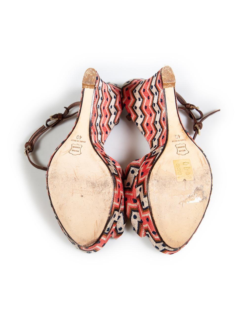 Missoni Abstract Open Toe Wedge Sandals Size IT 40 In Good Condition In London, GB