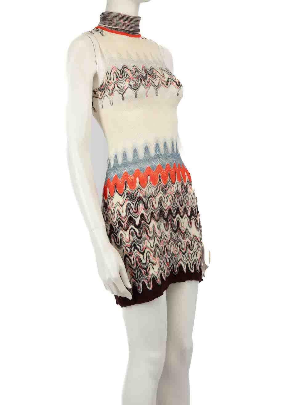 CONDITION is Very good. Hardly any visible wear to dress is evident on this used Missoni designer resale item.
 
 
 
 Details
 
 
 Multicolour
 
 Wool
 
 Knit dress
 
 Abstract pattern
 
 Turtleneck
 
 Sleeveless
 
 Mini
 
 Stretchy
 
 
 
 
 
 Made