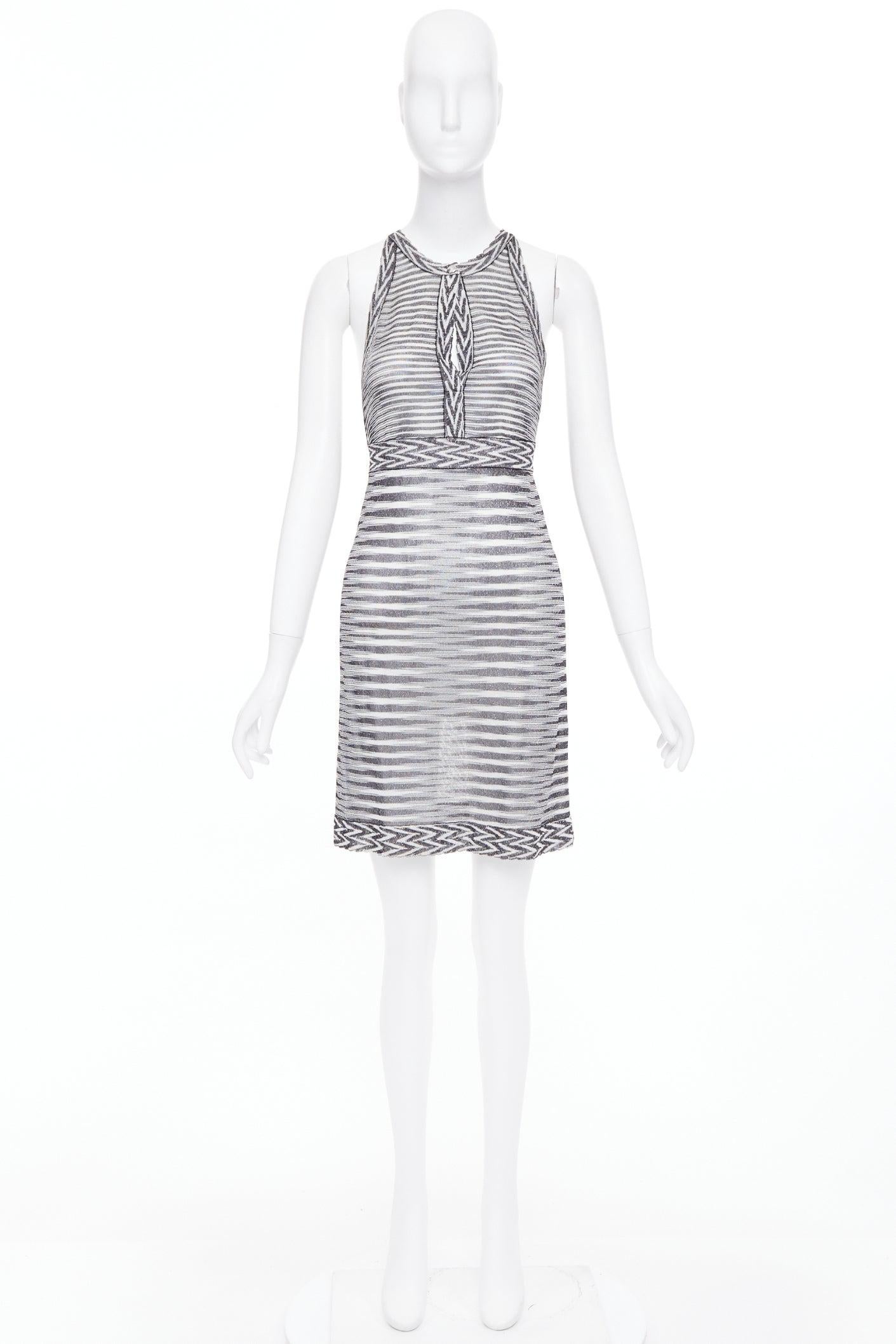 MISSONI Armonia schwarz metallisch gestreiftes Jersey-Lurex-Strickkleid IT38 XS im Angebot 5