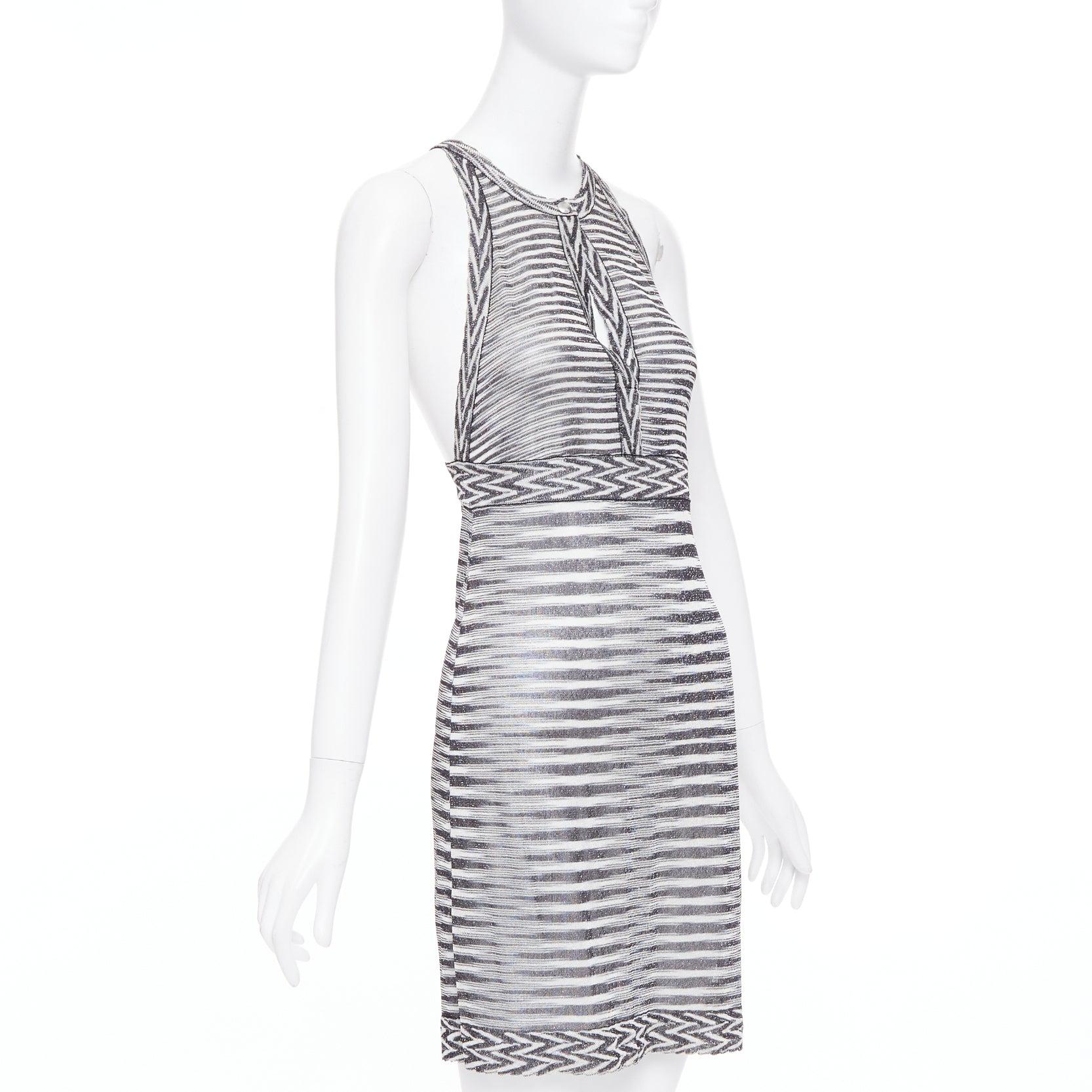 MISSONI Armonia schwarz metallisch gestreiftes Jersey-Lurex-Strickkleid IT38 XS (Schwarz) im Angebot