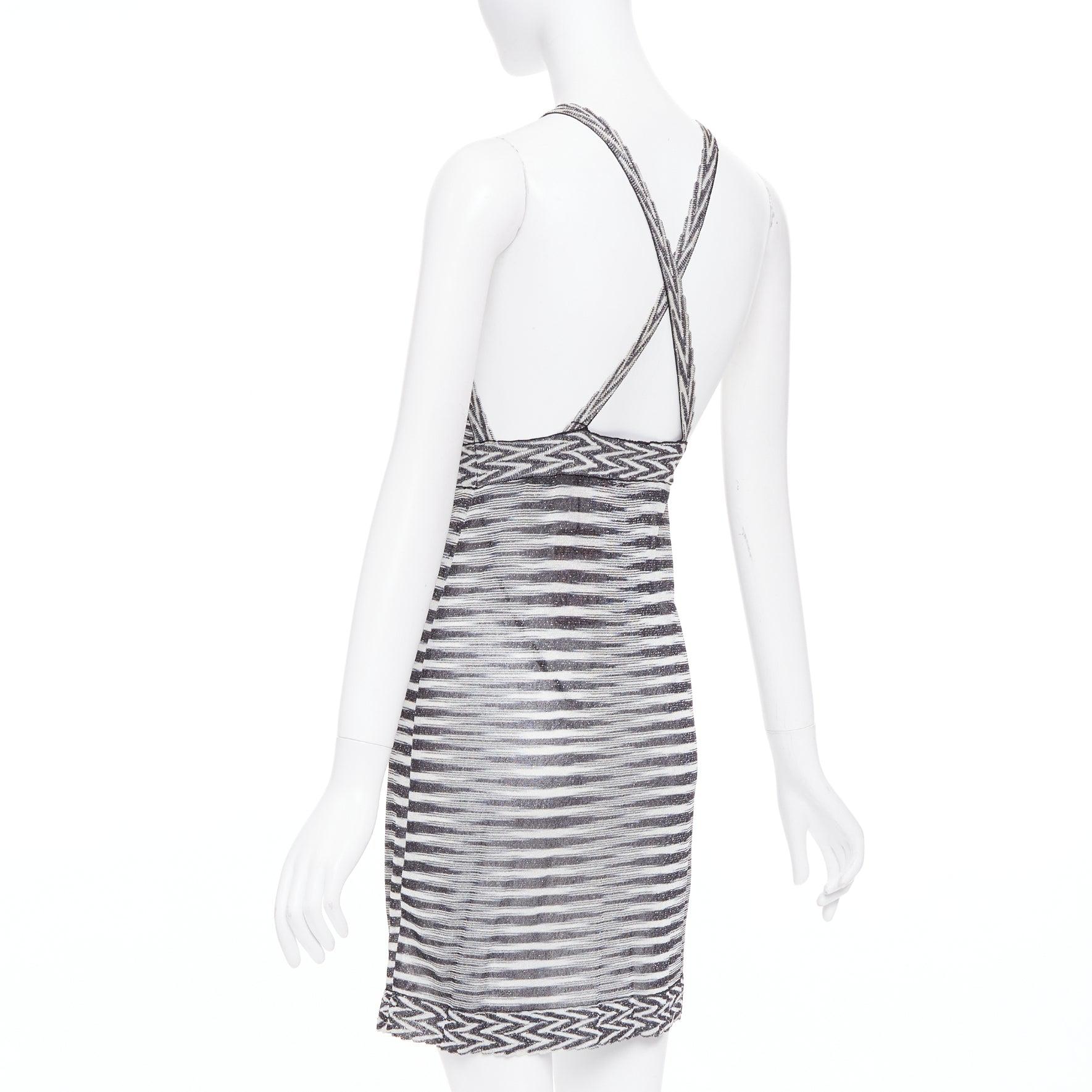MISSONI Armonia schwarz metallisch gestreiftes Jersey-Lurex-Strickkleid IT38 XS im Angebot 1