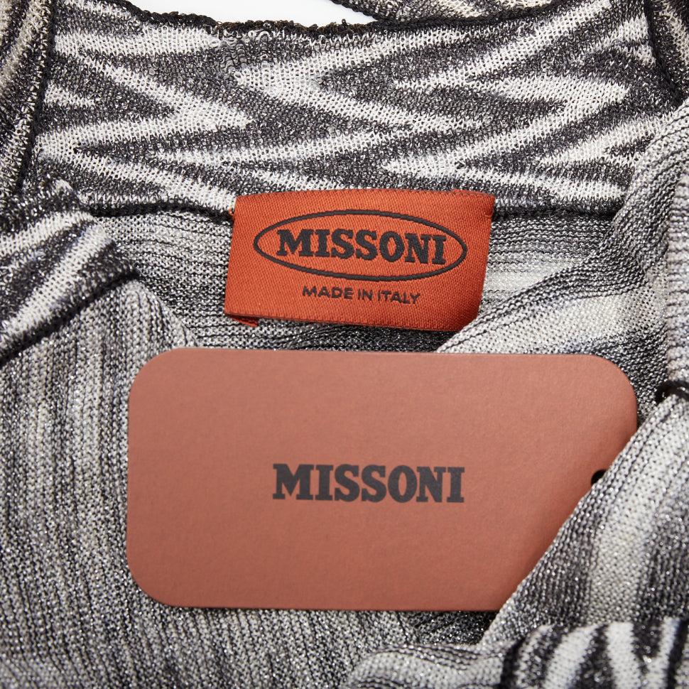MISSONI Armonia schwarz metallisch gestreiftes Jersey-Lurex-Strickkleid IT38 XS im Angebot 4