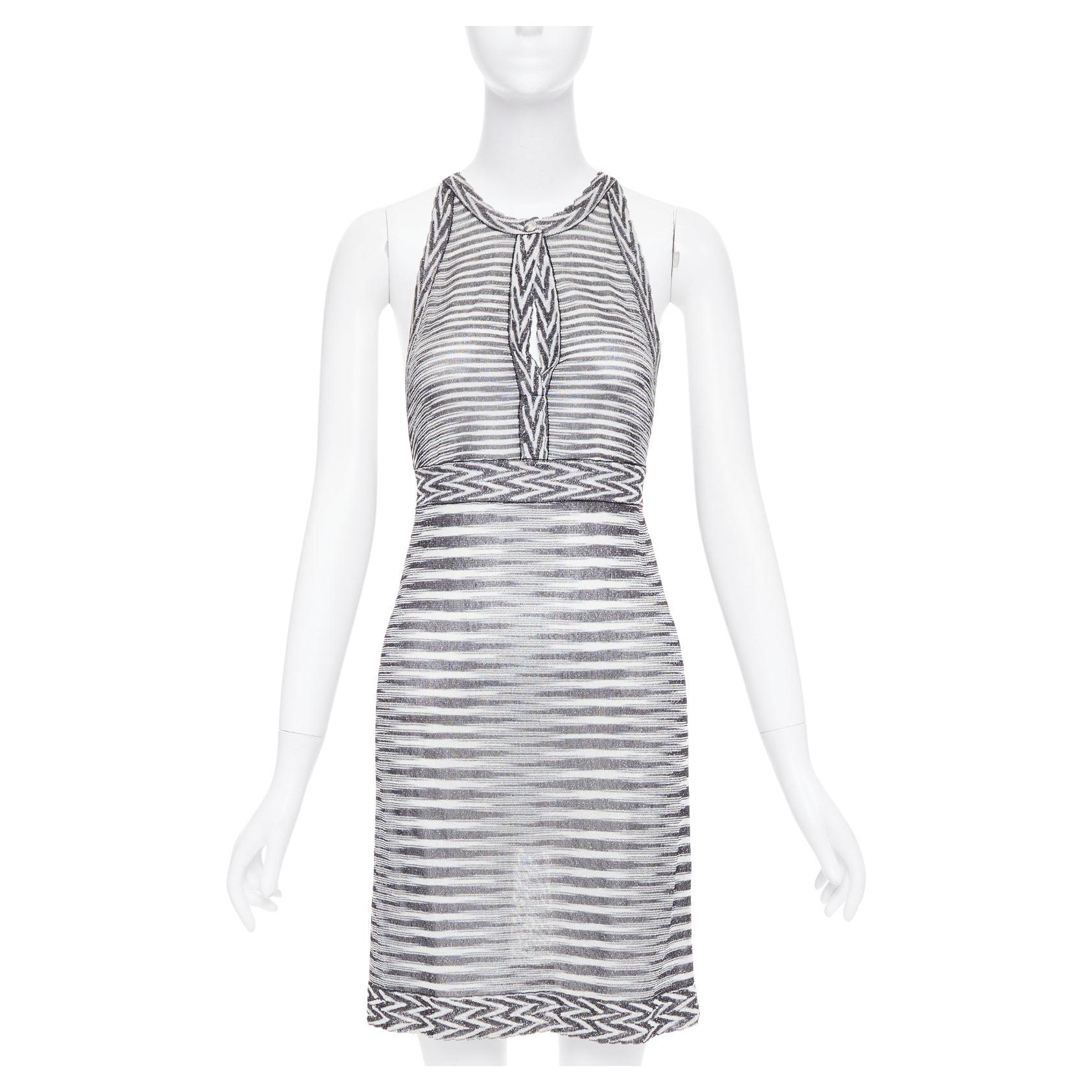 MISSONI Armonia black metallic striped jersey lurex knit coverup dress IT38 XS