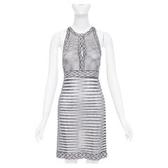 MISSONI Armonia black metallic striped jersey lurex knit coverup dress IT38 XS