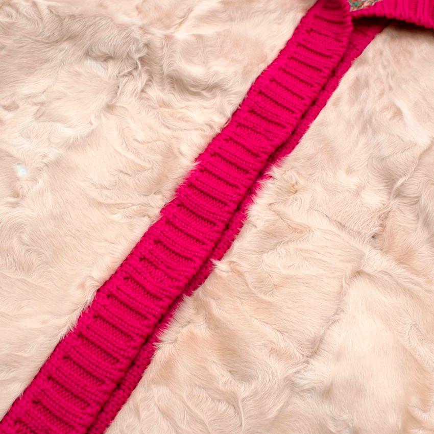 Beige Missoni Astrakhan Fur Wool Blend Knit Sleeveless Cardigan - Size US 4 For Sale