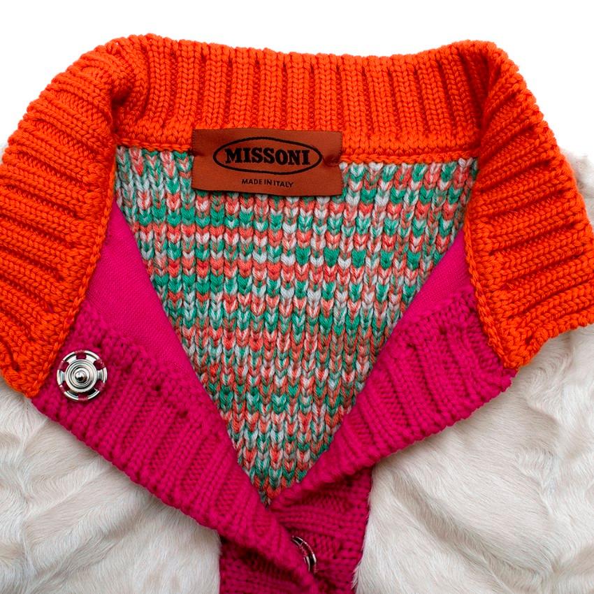 Women's Missoni Astrakhan Fur Wool Blend Knit Sleeveless Cardigan - Size US 4 For Sale