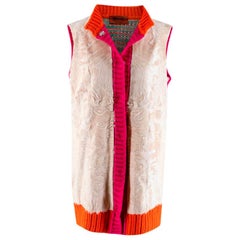 Missoni Astrakhan Fur Wool Blend Knit Sleeveless Cardigan - Size US 4