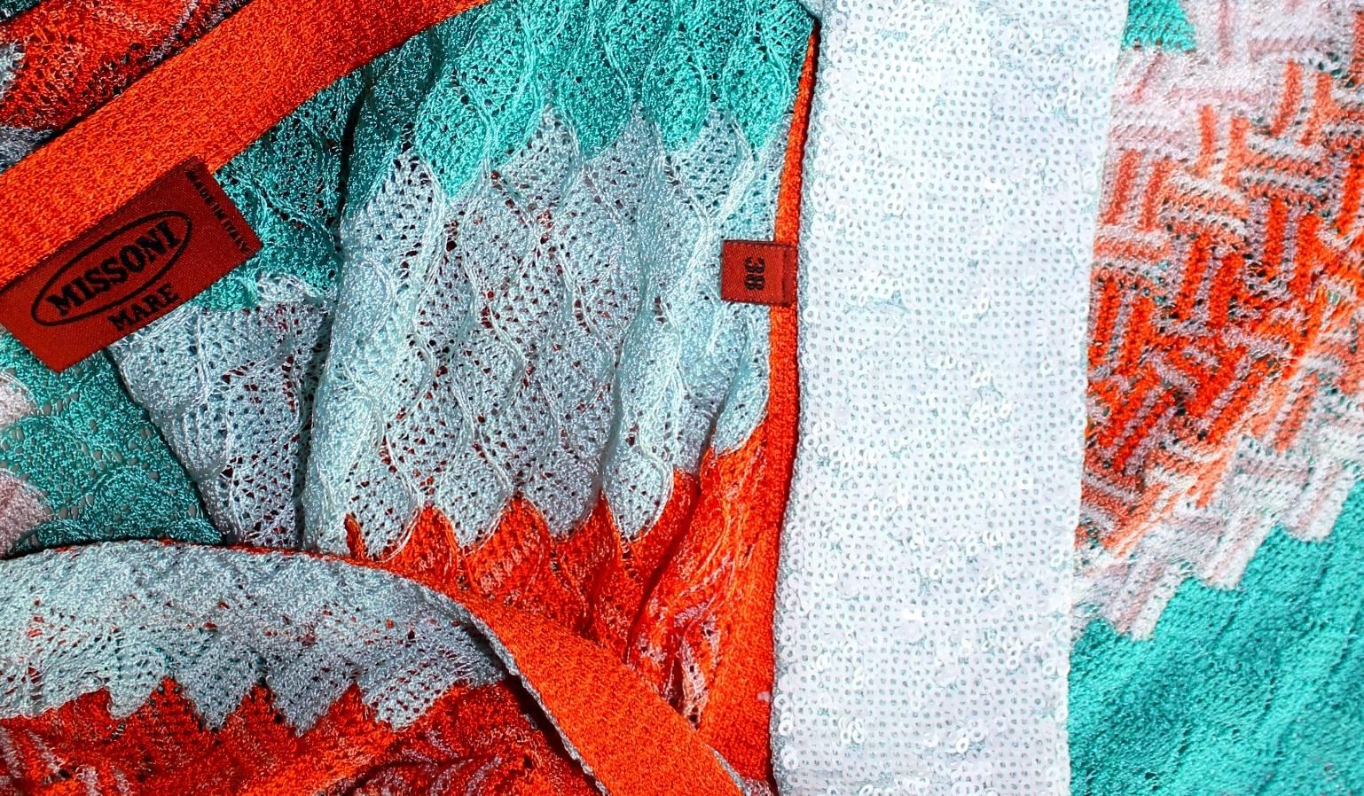 Gray NEW Missoni Asymmetric Sequins Crochet Knit Mini Jumpsuit Romper Playsuit 38