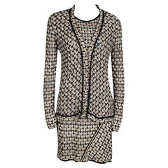Missoni Beige and Black Perforated Knit Tunic and Cardigan Set M