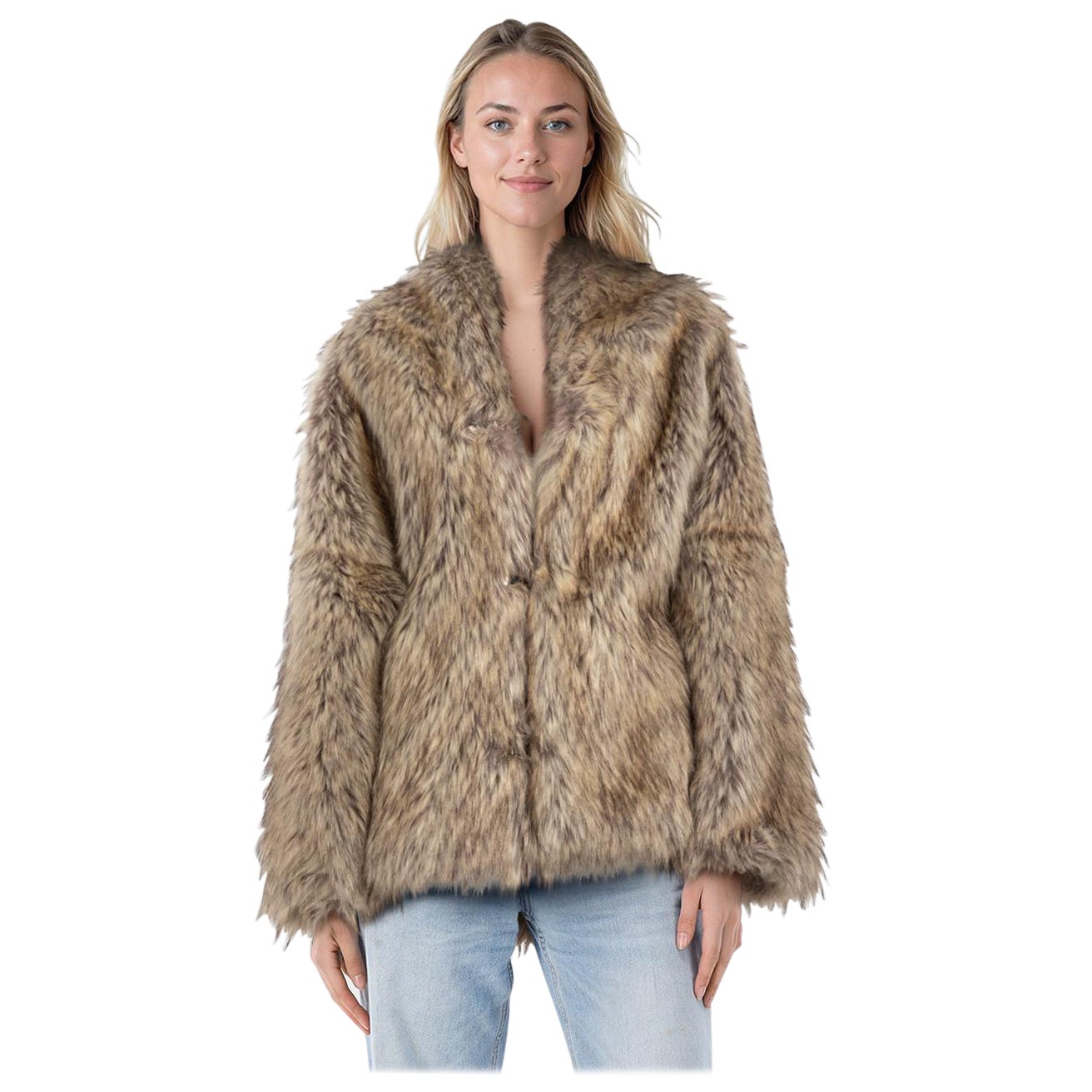 Manteau Missoni beige en fausse fourrure taille M en vente