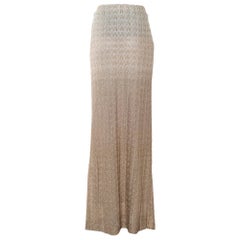 Missoni Beige Lurex Knit Ombre Effect Maxi Skirt L