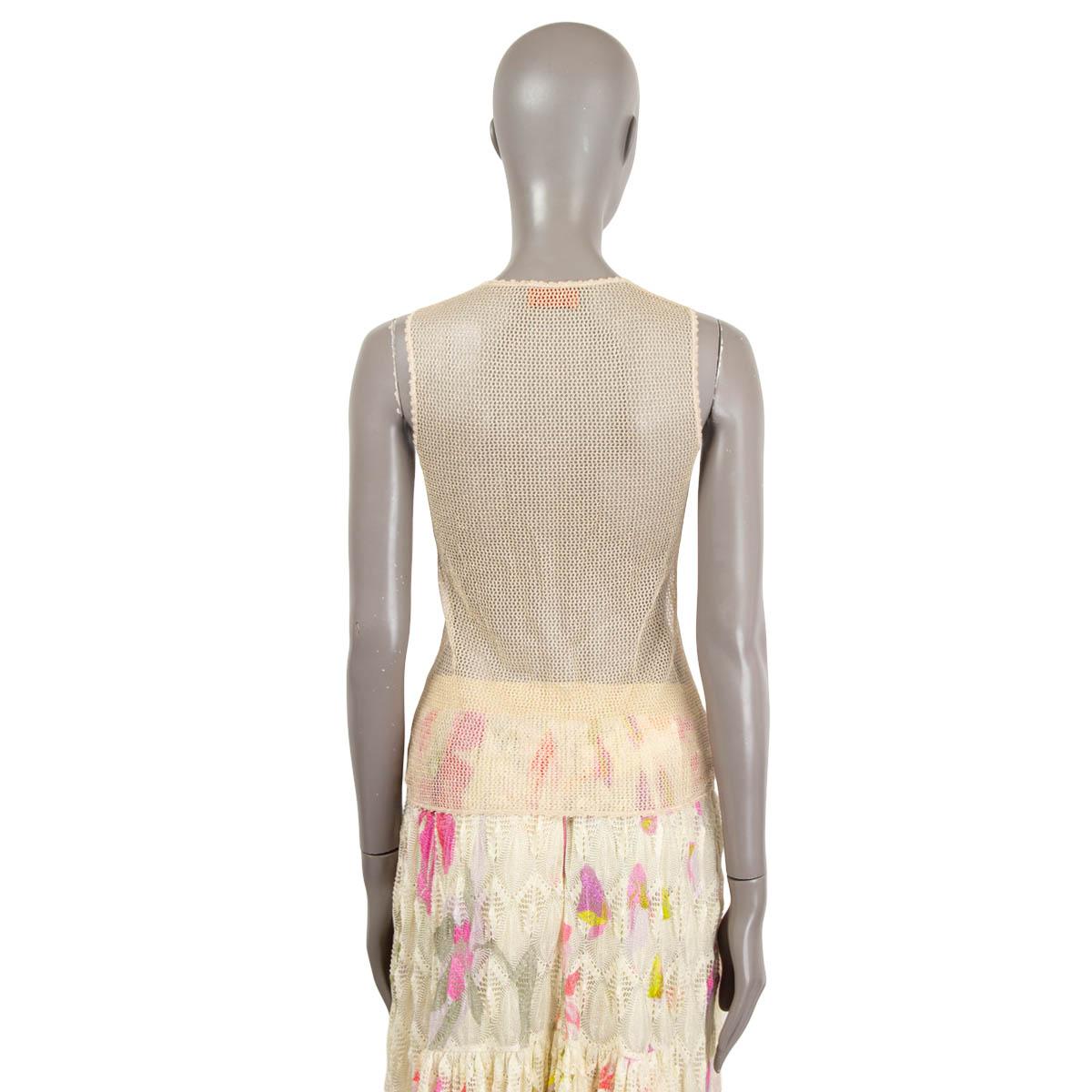 Women's MISSONI beige rayon 2015 FLORAL MESH Tank-Top Shirt S