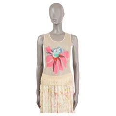 MISSONI beige rayon 2015 FLORAL MESH Tank-Top Shirt S