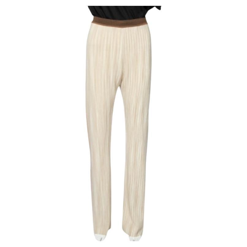 Missoni Beige Wool Side Stripe Detail Flared Leg Pants L