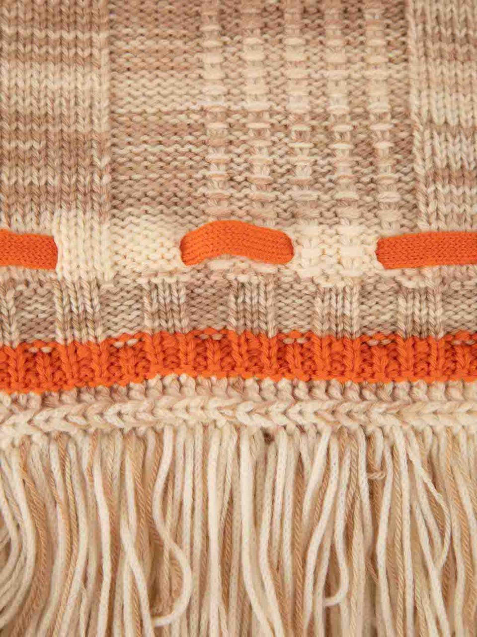Missoni Beige Wool Tassel Trim Knit Snood In New Condition For Sale In London, GB