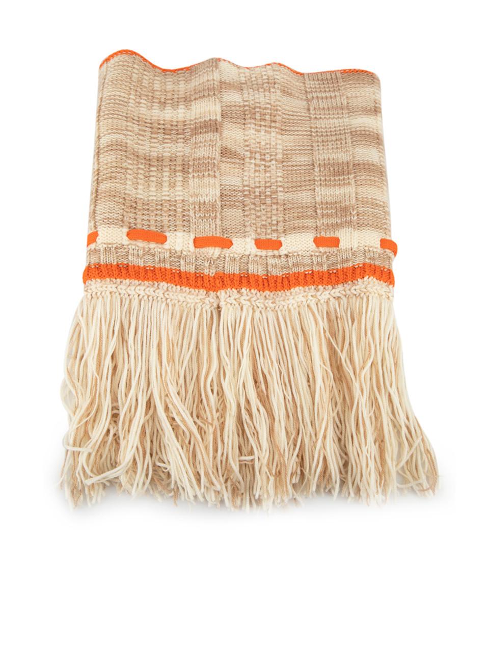 Women's Missoni Beige Wool Tassel Trim Knit Snood For Sale