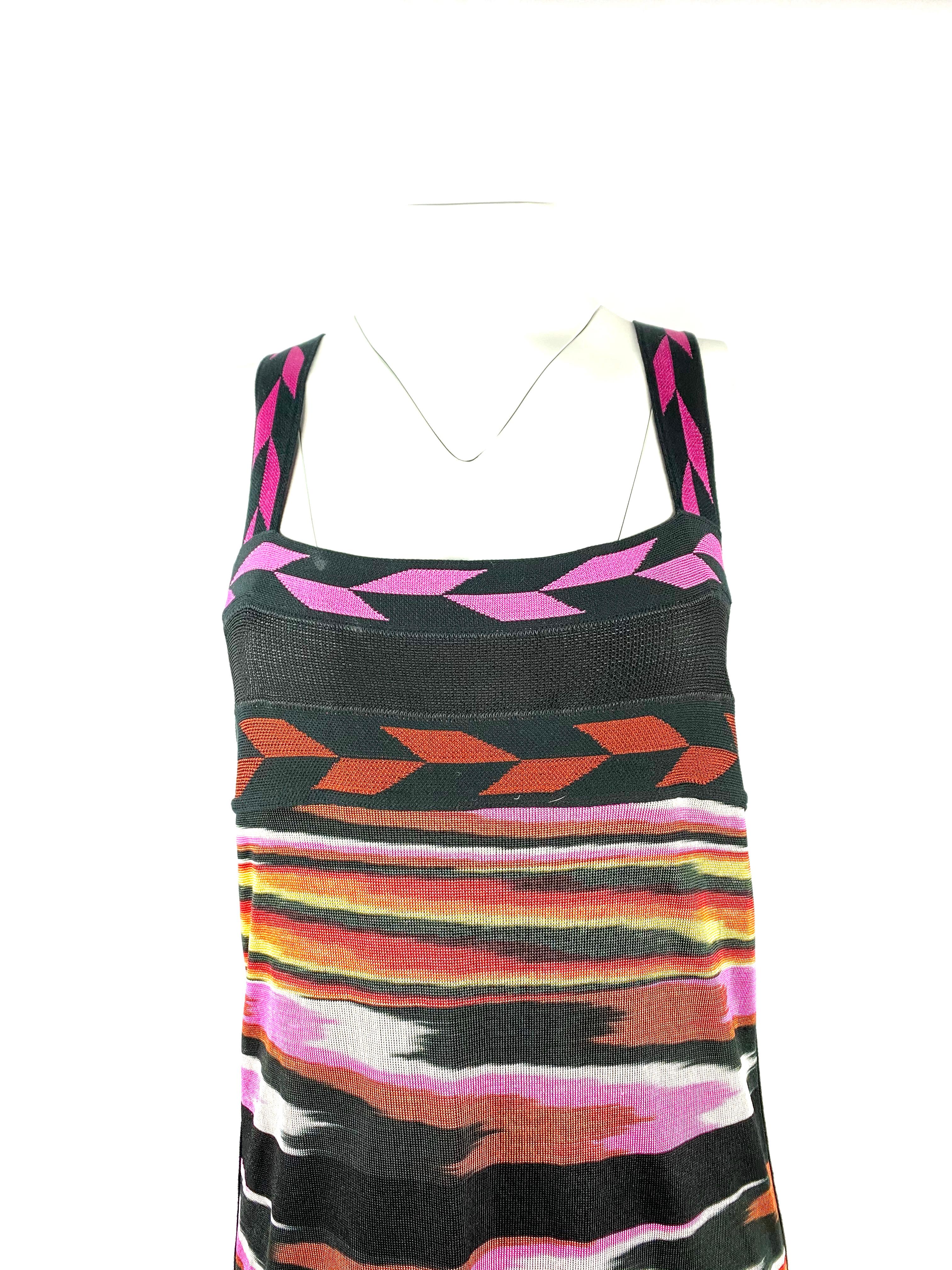 
MISSONI Black and Multi Color Sleeveless Spaghetti Strap Maxi Dress

Product detail:
100% Polyester
Black and pink, yellow, orange abstract print
Maxi
Spaghetti straps drops 7” long 
Featuring one split on each side 20.5” long 
Made in Italy
