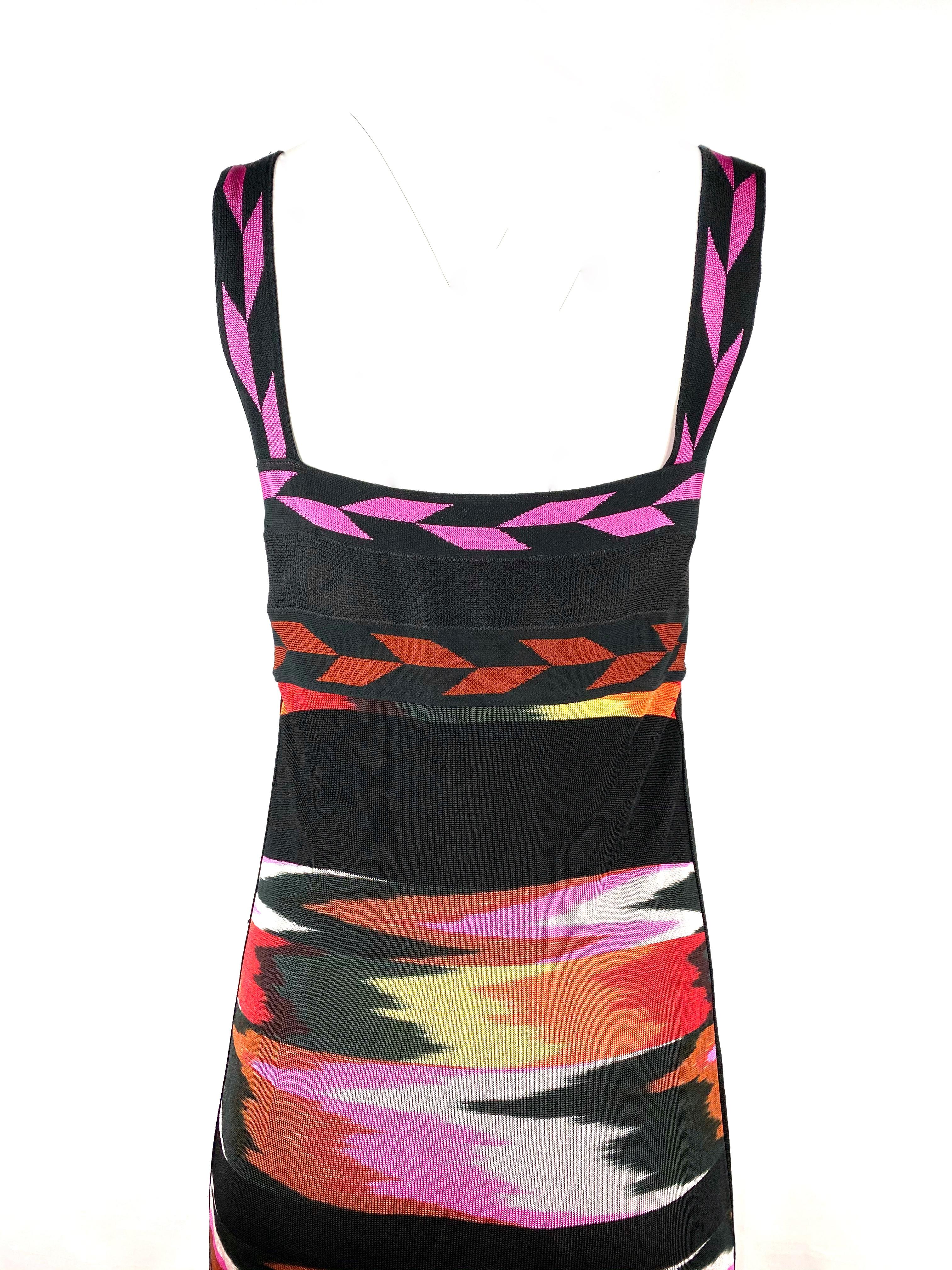 MISSONI Black and Multi Color Sleeveless Spaghetti Strap Maxi Dress In Excellent Condition In Beverly Hills, CA