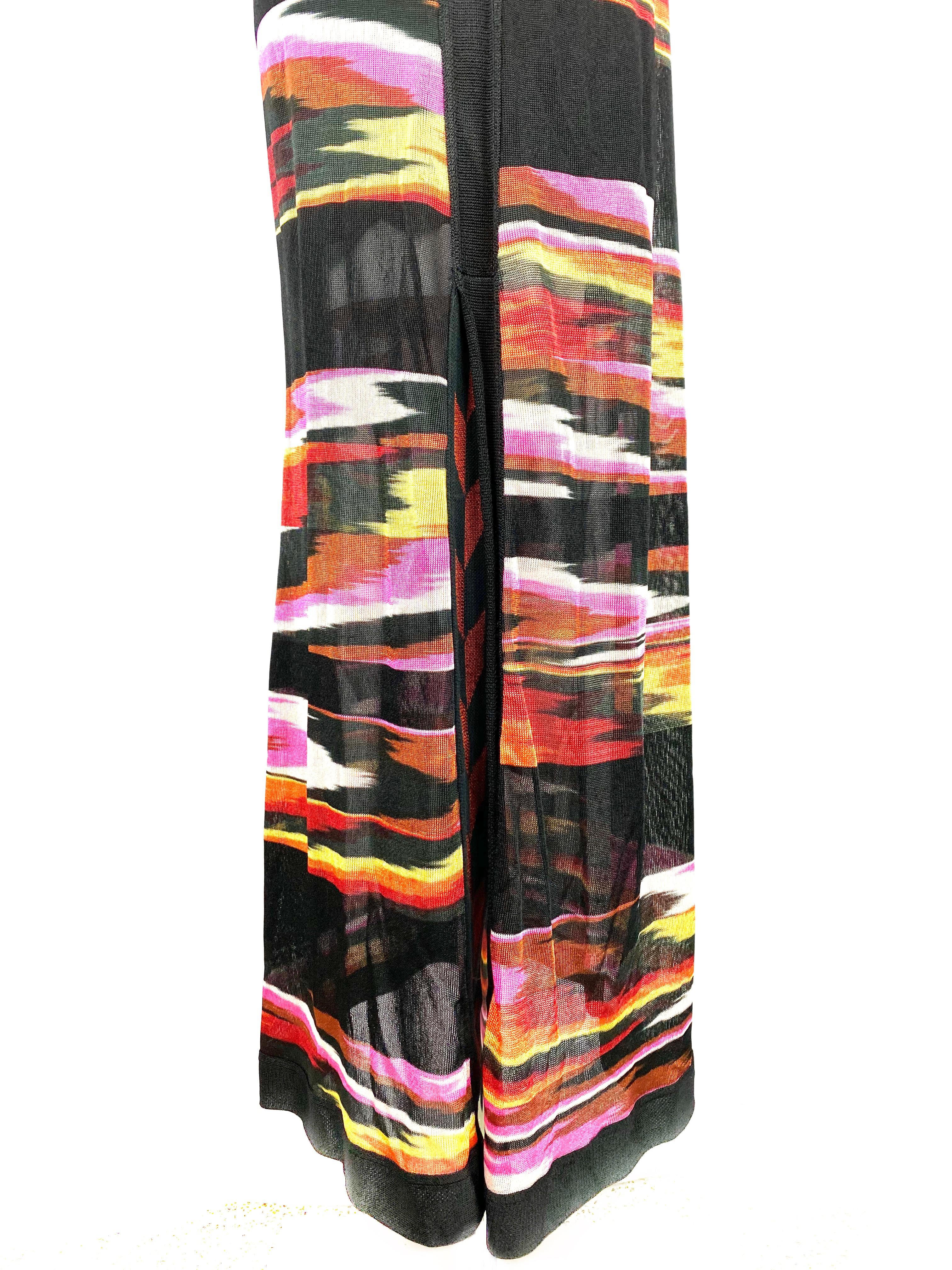 Women's MISSONI Black and Multi Color Sleeveless Spaghetti Strap Maxi Dress