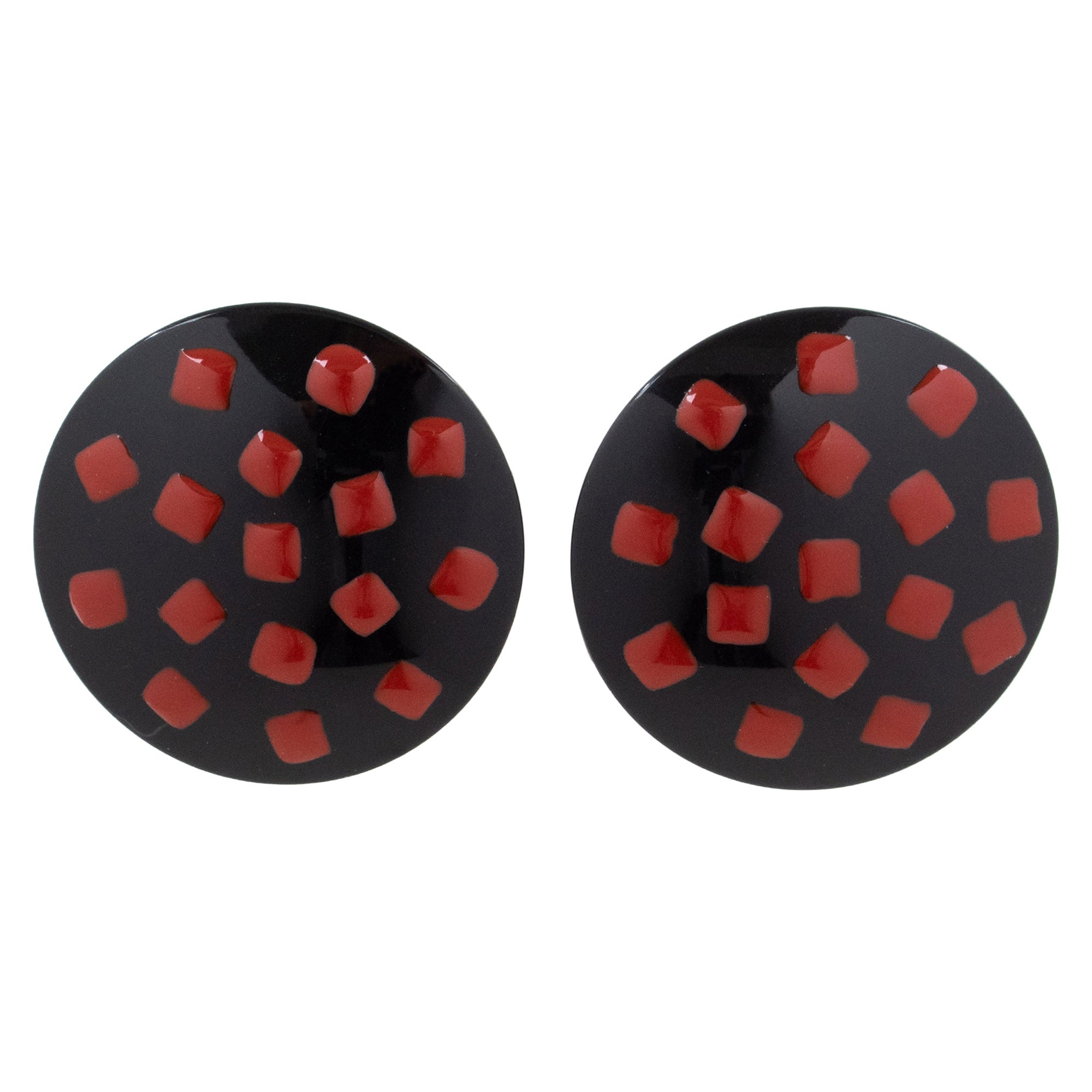 Boucles d
oreilles en Lucite à pois noirs et rouges de Missoni