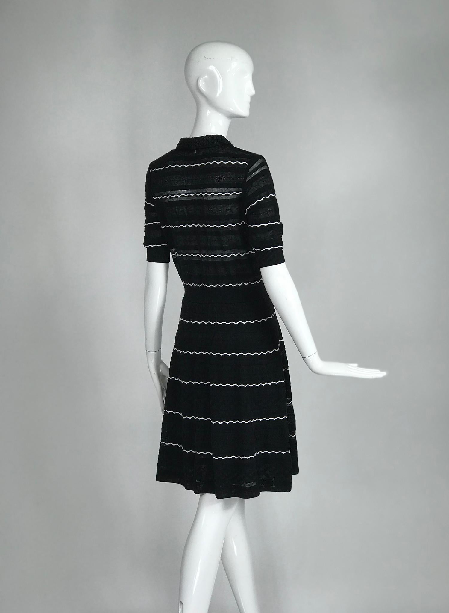 Missoni Black and White Fit and Flare Polo Dress In Good Condition In West Palm Beach, FL