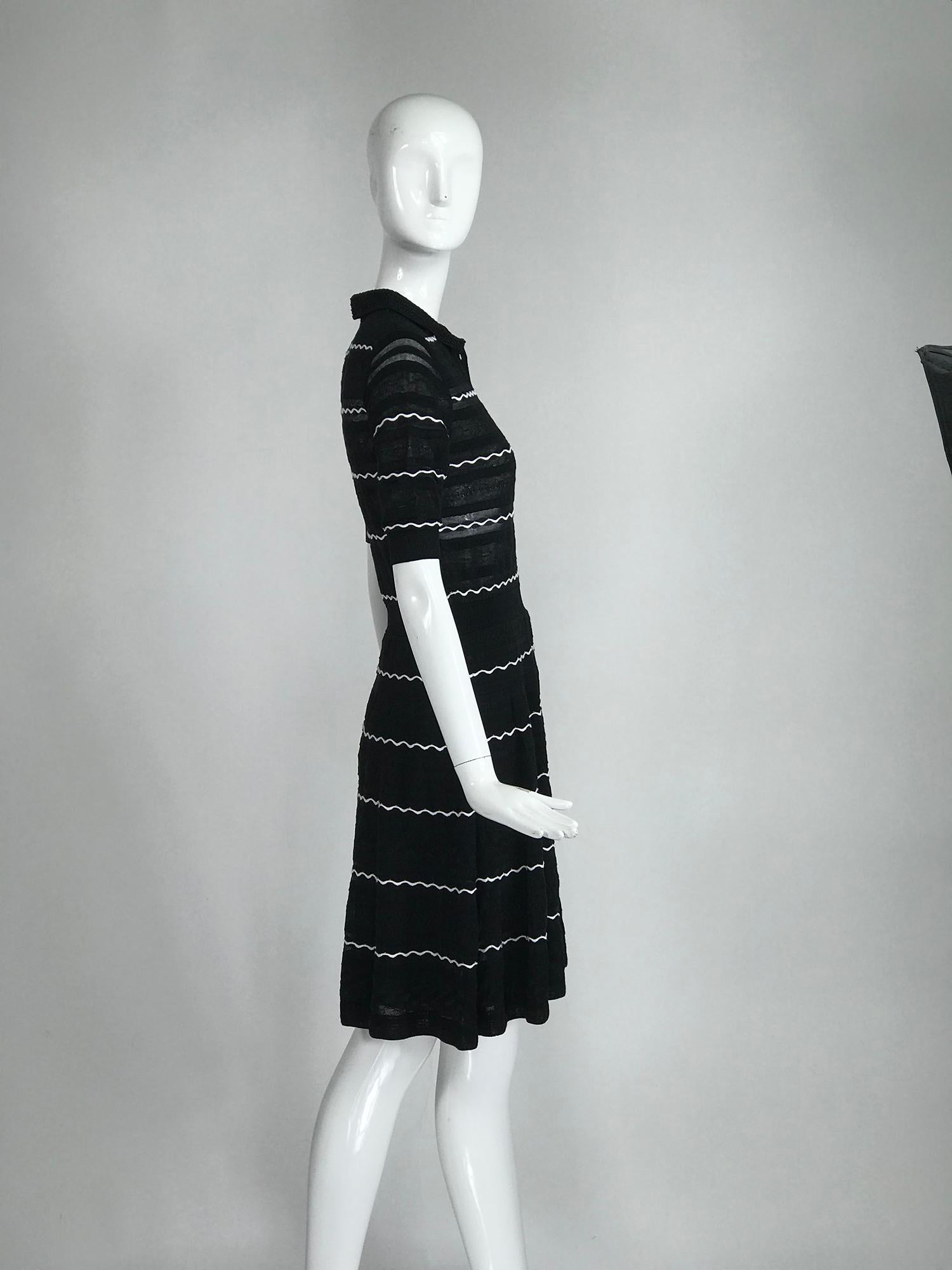 Women's Missoni Black and White Fit and Flare Polo Dress