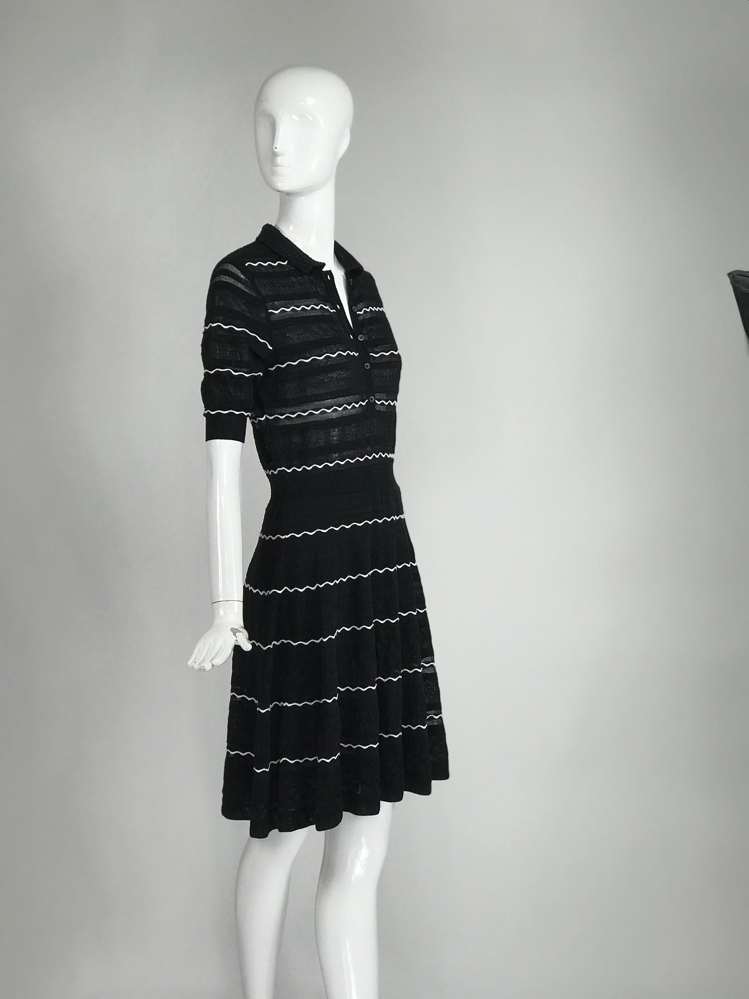 Missoni Black and White Fit and Flare Polo Dress 1