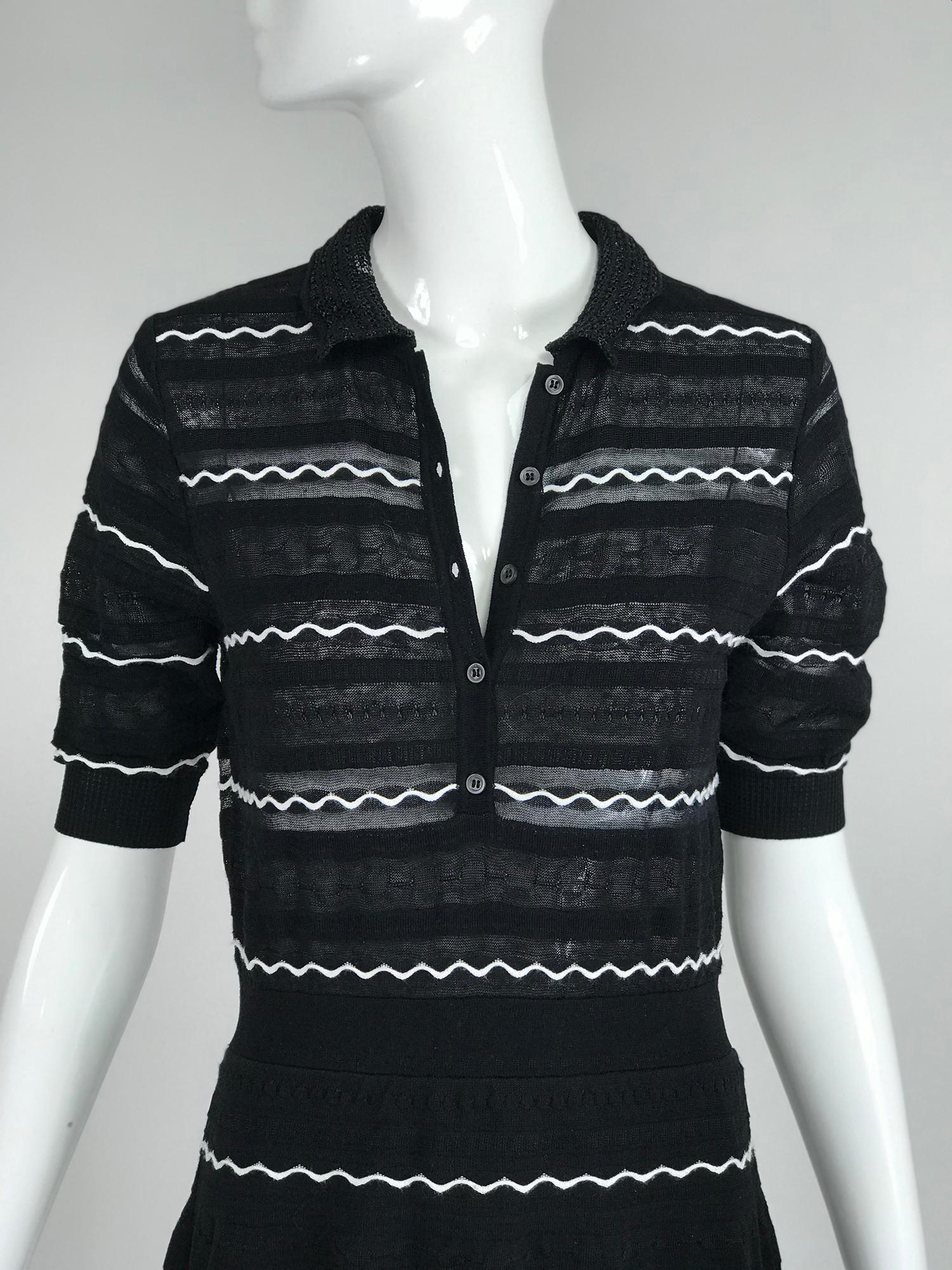 Missoni Black and White Fit and Flare Polo Dress 2