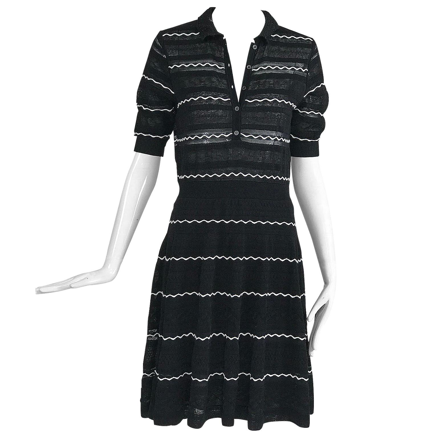 Missoni Black and White Fit and Flare Polo Dress