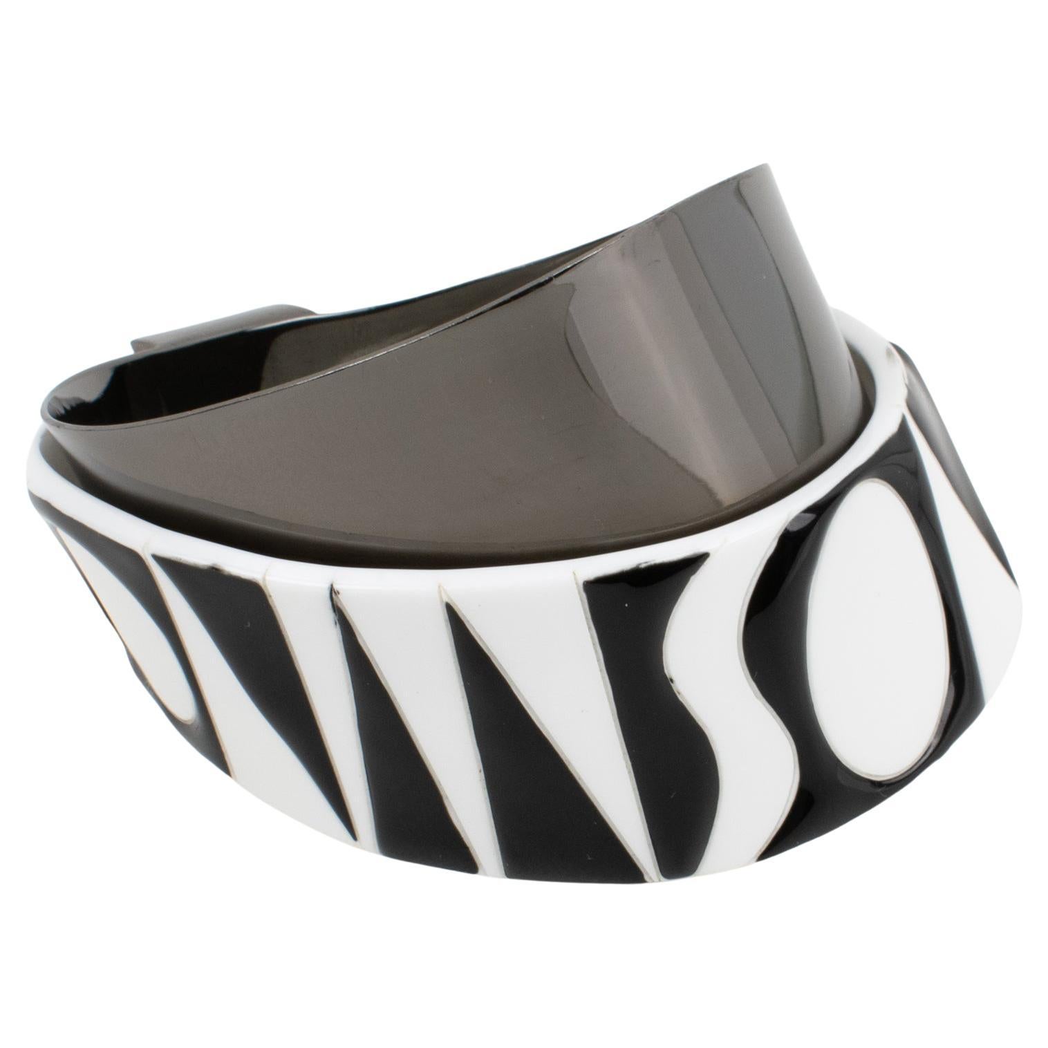 Missoni Black and White Lucite and Metal Bracelet Bangle, Runway Spring 2014 For Sale