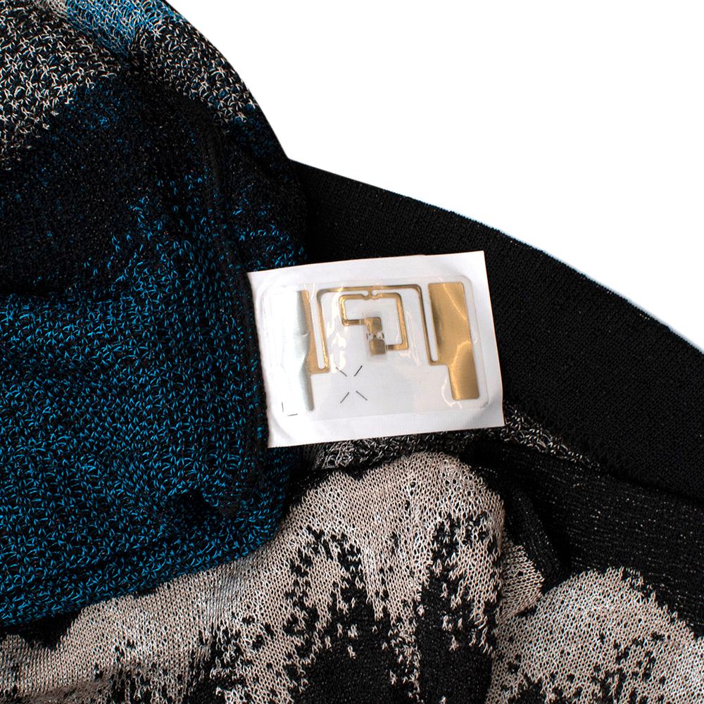 Missoni Black Blue & Green Metallic Knit Midi Dress - Size US 4 For Sale 1