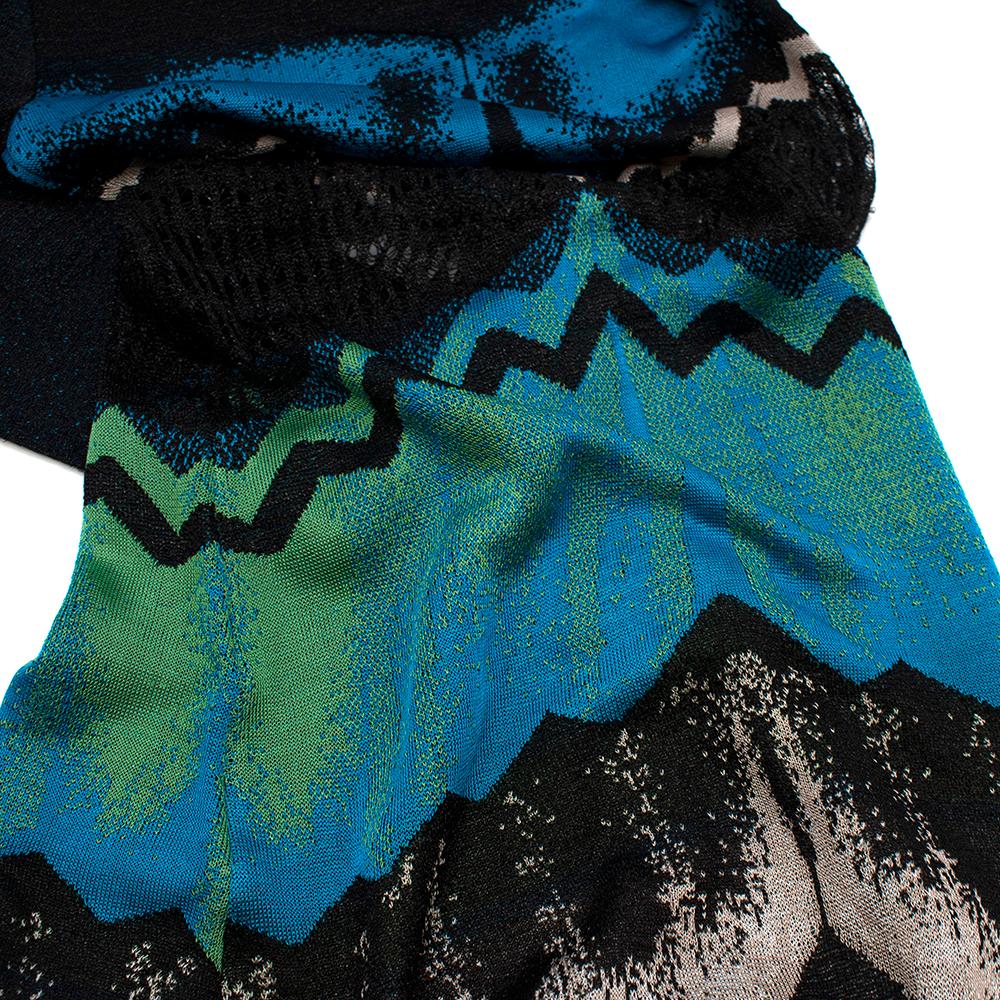 Missoni Black Blue & Green Metallic Knit Midi Dress - Size US 4 For Sale 2