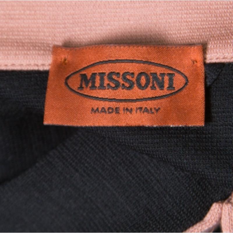 Missoni Schwarz Kontrast Kragen Detail Langarm Wollkleid S im Angebot 1