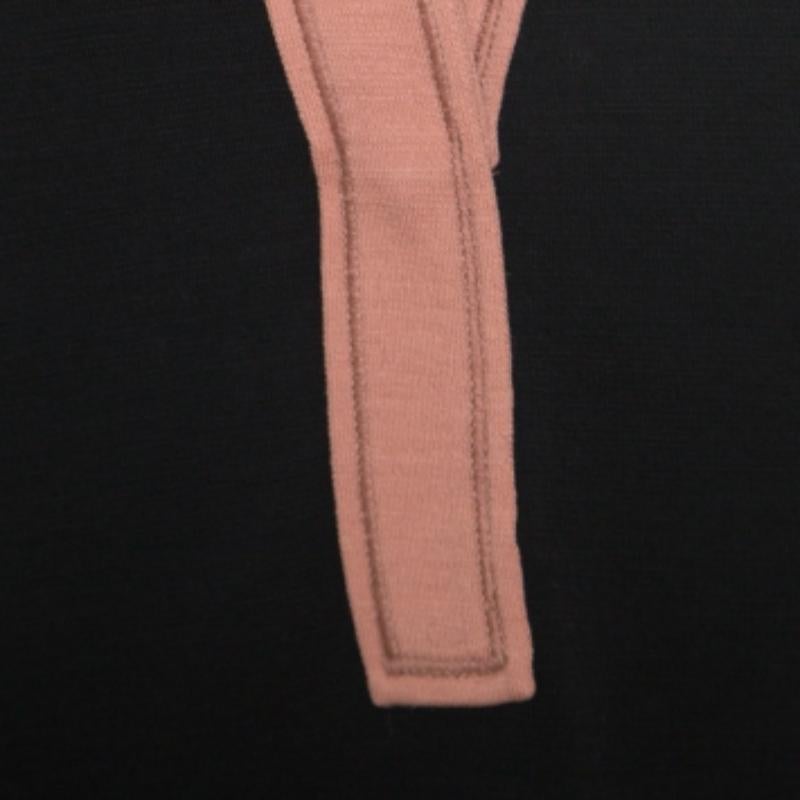 Missoni Schwarz Kontrast Kragen Detail Langarm Wollkleid S im Angebot 2