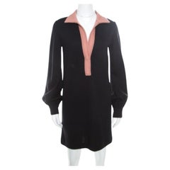 Missoni Black Contrast Collar Detail Long Sleeve Wool Dress S