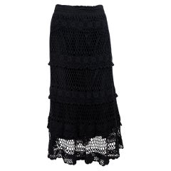 Missoni Black Cotton Lace Evening Long Skirt 2000s