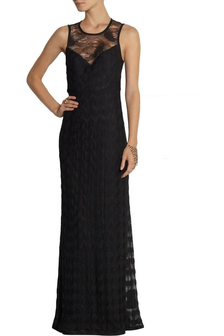 NEW Missoni Black Crochet Knit Maxi Dress Evening Gown For Sale at 1stDibs