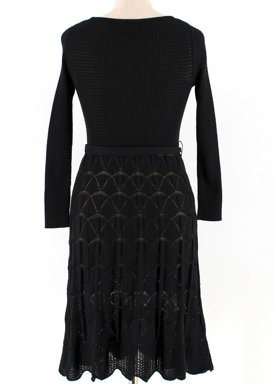 Missoni Black Crotchet Knit-Patterned Stretch Rope Dress - Size US 4 In Good Condition In London, GB