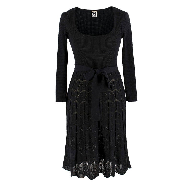Missoni Black Crotchet KnitPatterned Stretch Rope Dress 40 (IT) For