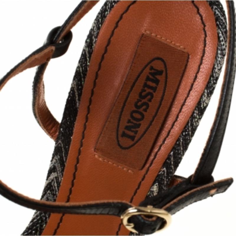 Missoni - Sandales à lanières à motifs ornés, noires, taille 40 en vente 1