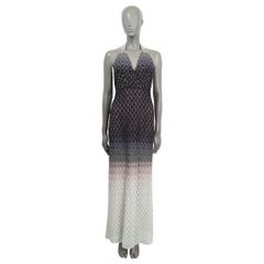 MISSONI black ivory pink viscose LUREX SLEEVELESS KNIT MAXI Dress 40 S