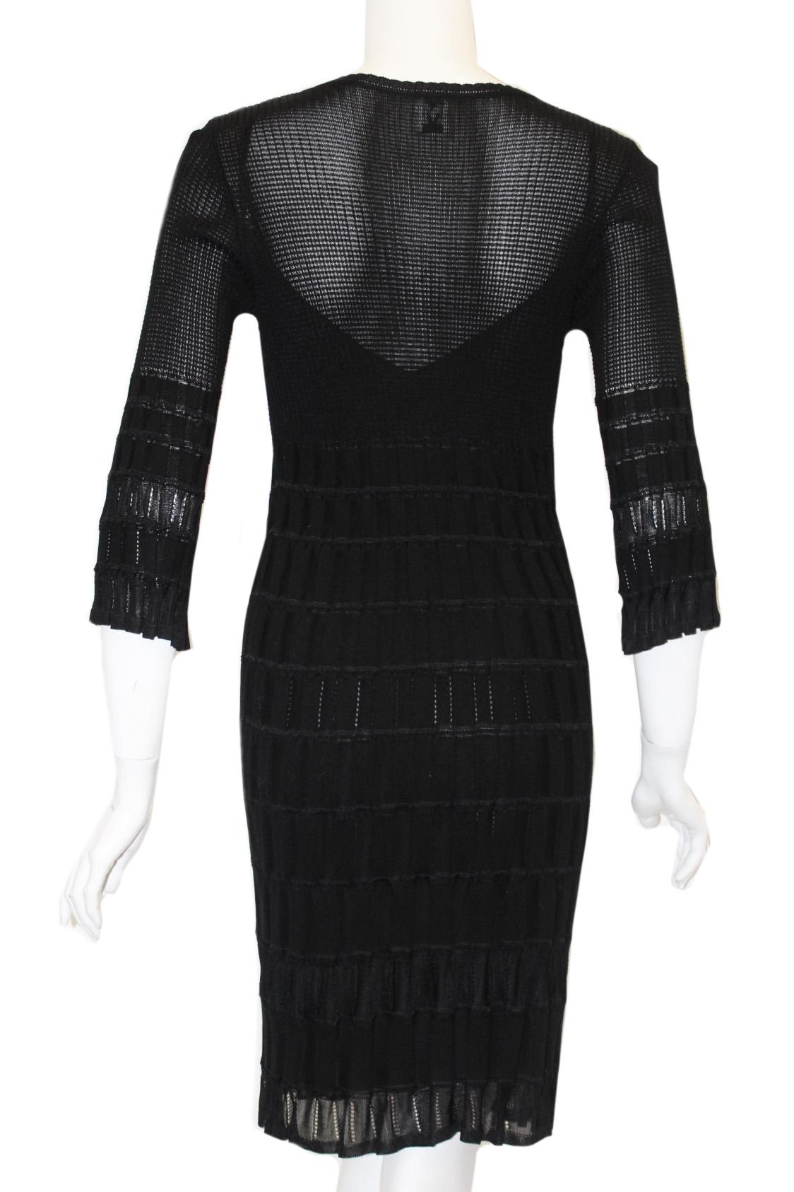 black knit dress 3 4 sleeve