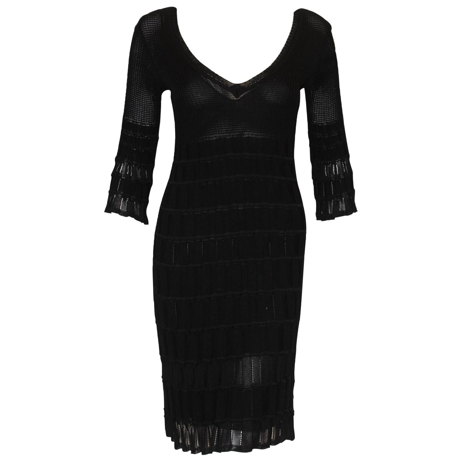 Missoni Black Knit Dress with 3/4 Sleeve For Sale