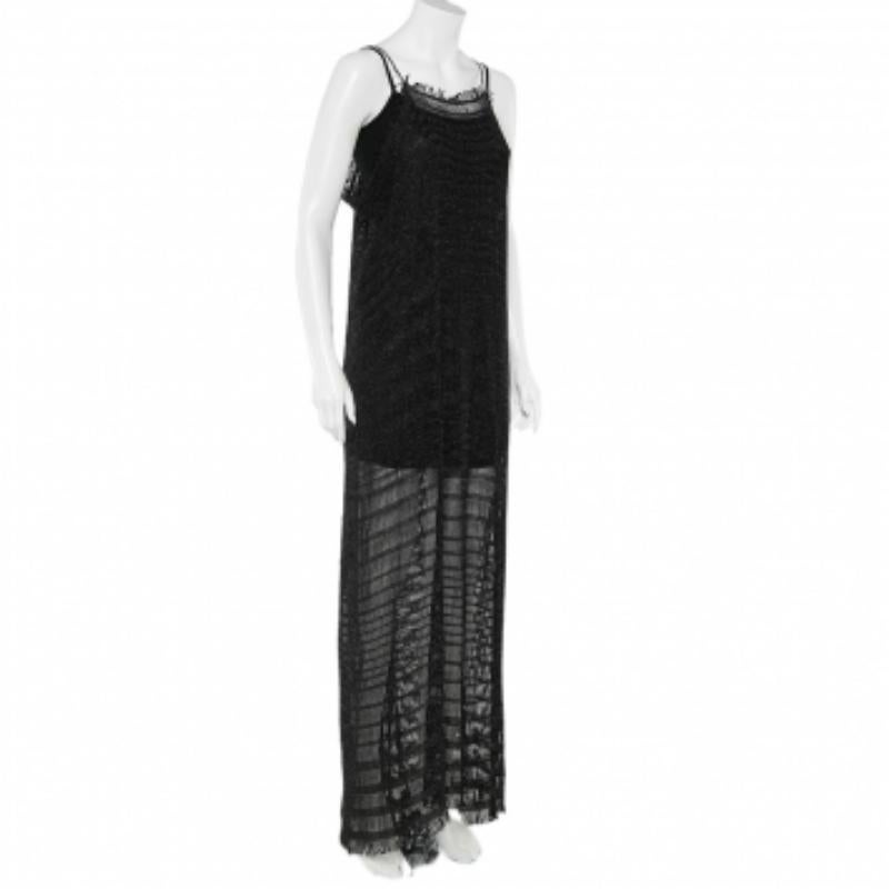 Missoni Black Lurex Crochet Knit Maxi Dress M In Good Condition For Sale In Dubai, Al Qouz 2